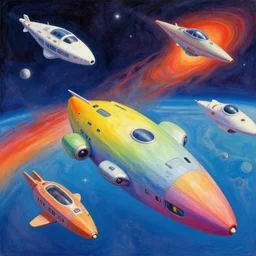 soft gradient spaceships from a sci - fi movie, colorful, fernando botero, james jean