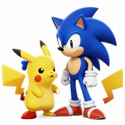 sonic the hedgehog and pikachu on a date, digital art