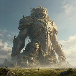 enormous creature towering over the plains, seen from a distance, volumetric lighting, 8 k octane beautifully detailed render, post - processing, extremely hyper - detailed, intricate, epic composition, cinematic lighting, masterpiece, trending on artstation, masterpiece, stunning art by anders zorn, wonderful masterpiece by greg rutkowski, beautiful cinematic