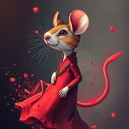 beautiful lady half rodent, made of red gucci fabric, dust particles, pixiv fanbox, dramatic lighting, maximalist pastel color palette, splatter paint, pixar and disney exploded - view drawing, graphic novel by fiona staples and dustin nguyen, peter elson, alan bean, wangechi mutu, clean cel shaded vector art, trending on artstation