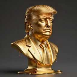 a melting golden bust of donald trump with drips of molten metal, concept art, photobashing, trending on artstation
