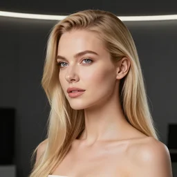 photo of a blonde woman in a dark room, rimlight