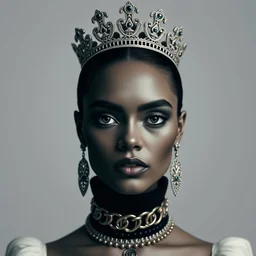 gucci black queen fine portrait, face symmetry, gucci photoshoting, symmetry, photo shooting gucci, by tom bagshaw and gucci