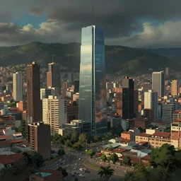 bogota city in style studio ghibli, with dramatic lighting, concept art, matte painting, 8 k, highly detailed, artstation