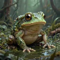 an amphibian goblin in a swamp, digital art, matte painting, fantasy art, 8 k, trending on artstation, ultra detailed