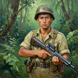 ismail inceoglu epic painting of vietnam war, year 1 9 7 0, jungle, smoke and mist, painting, line art, art concept for a book cover, trending on artstation, by greg manchess and by craig mullins and by kilian eng and by jake parker