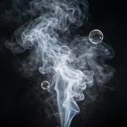 bubbles filled with smoke bursting,