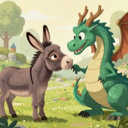 a donkey kissing a dragon