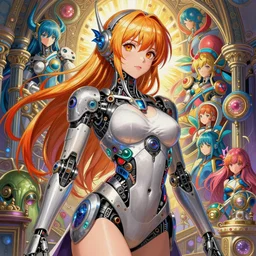 the portrait of true neutral semi - colorful female cyborg mechanist as absurdly beautiful, gorgeous, elegant, young gravure idol, an ultrafine hyperdetailed illustration by kim jung gi, irakli nadar, intricate linework, bright colors, octopath traveler, final fantasy, unreal engine 5 highly rendered, global illumination, radiant light, detailed and intricate environment