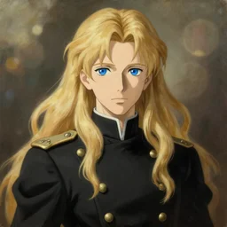 baroque oil painting dwanye the rock jhonson ln illustration concept art lotr anime key visual portrait long flowing blonde hair blue eyes symmetrical perfect face fine detail delicate features quiet gaze fitted black military uniform gapmoe kuudere bokeh trending pixiv fanbox by greg rutkowski makoto shinkai takashi takeuchi studio ghibli