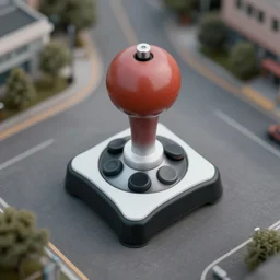aerial view of a giant joystick, tilt shift