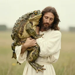 jesus carrying a toad