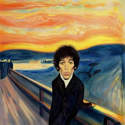 jimi hendrix in the style of edvard munch