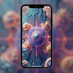 A desktop wallpaper that visualizes AI, geometric but organic, iPhone wallpaper, Machine Learning, surrealism