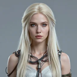 highly detailed portrait of a frostpunk long blonde hair lady tribal lady, stray wiring by atey ghailan, james gilleard, by joe fenton, by greg rutkowski, by greg tocchini, by kaethe butcher, 4 k resolution, gradient blue, black and white color scheme!!! ( ( glaciated robotic dystopian city background ) )