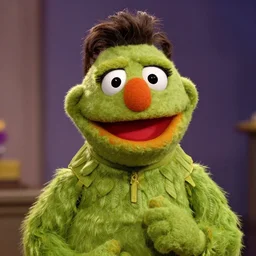 A still of Steve Carell reimagined as a Muppet, photorealistic