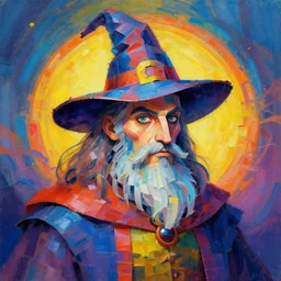 A psychedelic portrait of a wizard made out of duct tape, vibrant color scheme, highly detailed, in the style of romanticism, cinematic, artstation, Moebius, Greg rutkowski