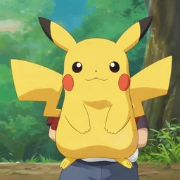 Hayao Miyazaki holding a furry Pikachu