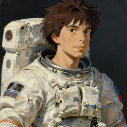 portrait of an astronaut - the - shoulder neckline bodice with low neckline, jodhpurs greg manchess painting by sargent and leyendecker, studio ghibli fantasy close - up shot asymmetrical intricate elegant matte painting illustration hearthstone, by greg rutkowski by greg tocchini by james gilleard