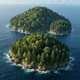 three forested islands in the ocean, Game of Thrones, volumetric lighting, fantasy artwork, very beautiful scenery, very realistic painting effect, hd, hdr, cinematic 4k wallpaper, 8k, ultra detailed, high resolution, artstation