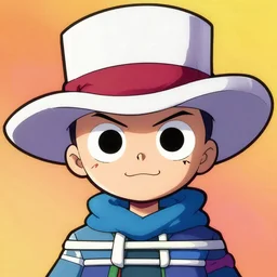 a cartoon character with a big hat on, a character portrait by josetsu, tumblr contest winner, neo - dada, official art, anime, toonami