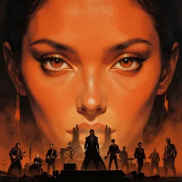 close up sci - fi concert poster art simon stalenhag bird eyes, orange skin, elegant, highly detailed, centered, digital painting, concept art, smooth, sharp focus, illustration, artgerm, tomasz alen kopera, peter mohrbacher, donato giancola, joseph christian leyendecker, wlop, frank frazetta