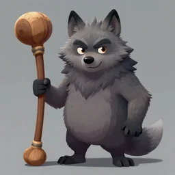 cute handsome cuddly werewolf using a wooden club character concept art masterpiece digital art by Greg Rutkowski, Simon Stalenhag, trending on Artstation, CGSociety