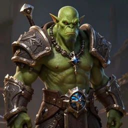 a world of warcraft orc with a bald head in the style of a fantasy portrait