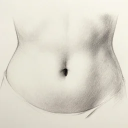 detailed sketch of a human navel, colored pencil, fine details