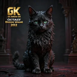 full body pose, hyperrealistic photograph of gothic kitten, dim volumetric lighting, 8 k, octane beautifully detailed render, extremely hyper detailed, intricate, epic composition, cinematic lighting, masterpiece, trending on artstation, very very detailed, stunning, hdr, smooth, sharp focus, high resolution, award, winning photo, dslr, 5 0 mm