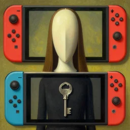 key to psy glitch switches, art by art rene magritte