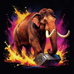 mammoth charge skid ram splash art graphic design color splash high contrasting art, fantasy, highly detailed, art by greg rutkowski