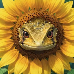 a film still portrait of a serious young sunflower dragon lizard, hyper realistic, sunflower, finely detailed features, closeup at the faces with freckles, perfect art, gapmoe yandere grimdark, trending on pixiv fanbox, painted by greg rutkowski makoto shinkai takashi takeuchi studio ghibli, akihiko yoshida