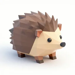3d render of a low poly hedgehog, studio lighting, solid color, flat shading, 3d isometric