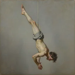 suspension of the human being, realism, oil painting