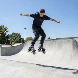 riding heelys down the x games big air ramp