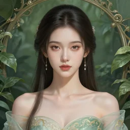 character concept portrait of a ( ( ( beautiful woman ) ) ), in garden, intricate, elegant, highly detailed, digital painting, artstation, concept art, symmetry, smooth, sharp focus, illustration, art by artgerm and rutkowski and mucha by theodore ralli and nasreddine dinet and anders zorn and nikolay makovsky and edwin longsden long