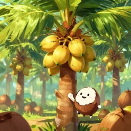 there are so many uses of the kokonut tree, coconut, coconut, cartoon, cartoon, global lighting, digital art, artstation