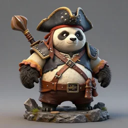 sculptures of a pirate panda, art by World of Warcraft Art Direction, art station, concept art,