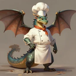 dragon in chef's attire, digital painting