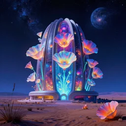 architecture by william pereira, desert cosmic poppy elysian tron retrowave thermal imaging alien flowers magic realism neptune bioshock uv light universe synthwave apocalyptic wilderness nightsky tundra tokyo, archdaily, wallpaper, highly detailed, trending on artstation.