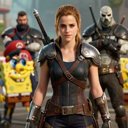 emma watson in gears of war destiny 2 call of duty witcher 3 warframe pokemon mario spongebob fortnite ice cream smash bros highly detailed, extremely high quality, hd, 4 k, professional photographer, 4 0 mp, lifelike, top - rated, award winning, realistic, detailed lighting, detailed shadows, sharp, no blur, edited, corrected, trending