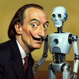 half salvador dali, half robot, portrait, in style of salvador dali