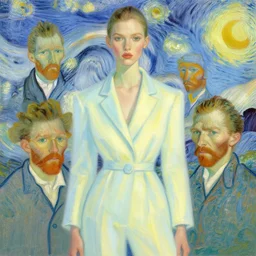 portrait of a fashion model, pastel shades of light blue and light yellow, by greg rutkowski, by jeremy mann, by francoise nielly, by van gogh, digital painting