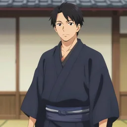 a man wearing a kimono, anime style, well detailed