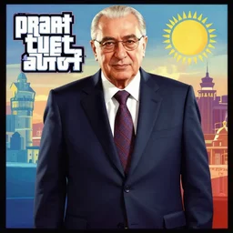 Nursultan Nazarbayev in style of a GTA poster