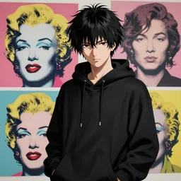rimuru tempest, tensei shitara slime datta ken, highly detailed, professional digital painting, concept art, extreme illustration, unreal engine 5, photorealism, hd quality, 8 k, black hoodie, cinematic, art by andy warhol, artgerm, yoshitaka amano, wataru kajika, junji ito