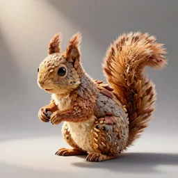 a squirrel made of nut materials