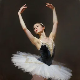 portrait of a ballerina with raised arms mid performance, intricate, elegant, highly detailed, digital painting, artstation, concept art, smooth, sharp focus, illustration, art by artgerm and greg rutkowski and alphone m ucha, 8 k