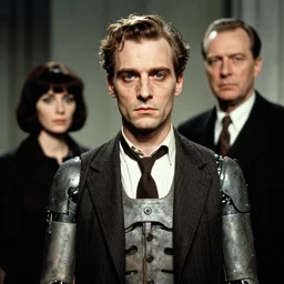 promotional still portrait from the remastered german expressionist film'the father'( 1 9 3 6 ) starring rudolf klein - rogge as the criminal android, portrait photographed by diane arbus and f w murnau, shallow depth of field beautiful expressionistic sets, remastered dramatic lighting hyperrealistic shocking detail trending on artstation 8 k